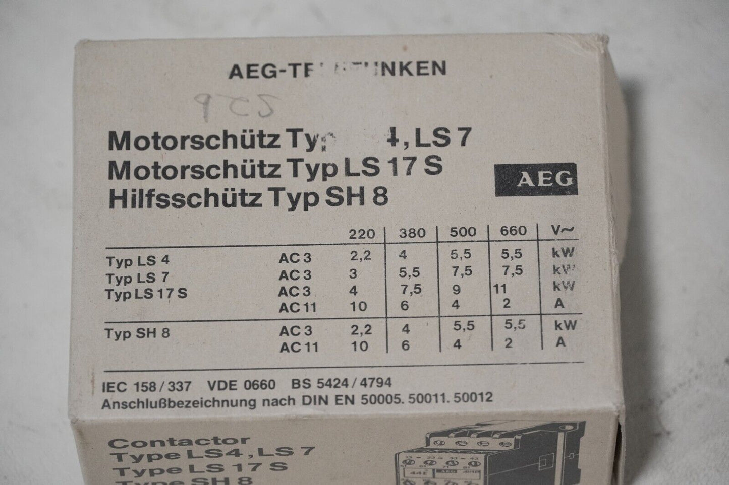 AEG Type LS7 22E Contactor 110VAC, 50Hz