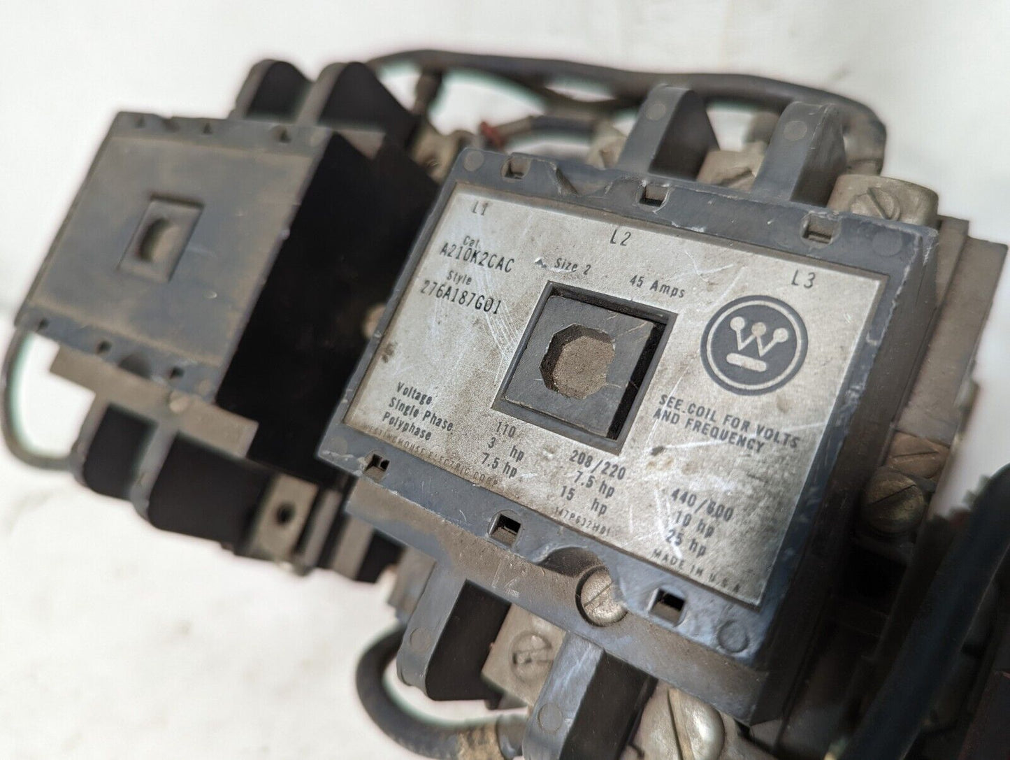 Westinghouse A210K2CAC starter, 764A791G01, NEMA sz 2, 45A, w/o mech. interlock