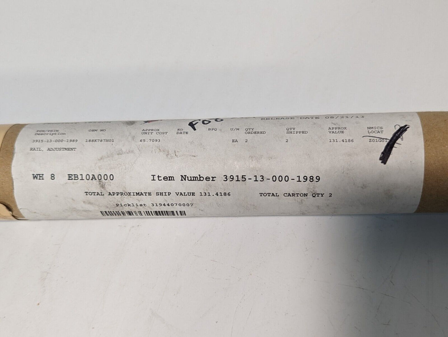 3915-13-000-1989 188K787H01 Adjustment Rail - Free Shipping