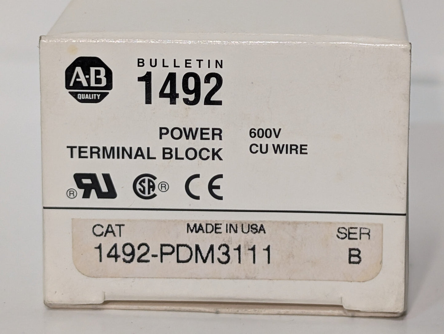 Allen Bradley 1492-PDM3111 Ser B Bulletin 1492 600V Terminal Block, CU Wire