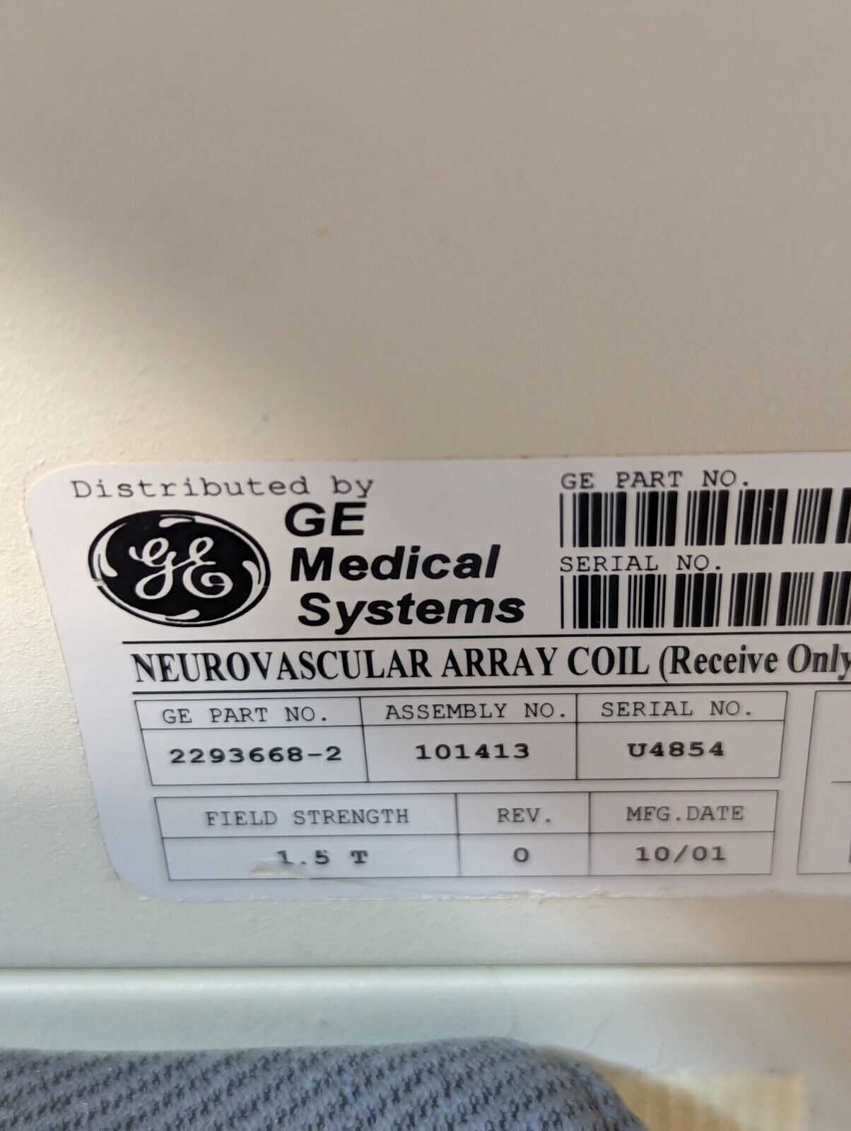 GE 2293668-2 Neurovascular Array Coil (Receive Only) MRI, 1.5T - Free Shipping