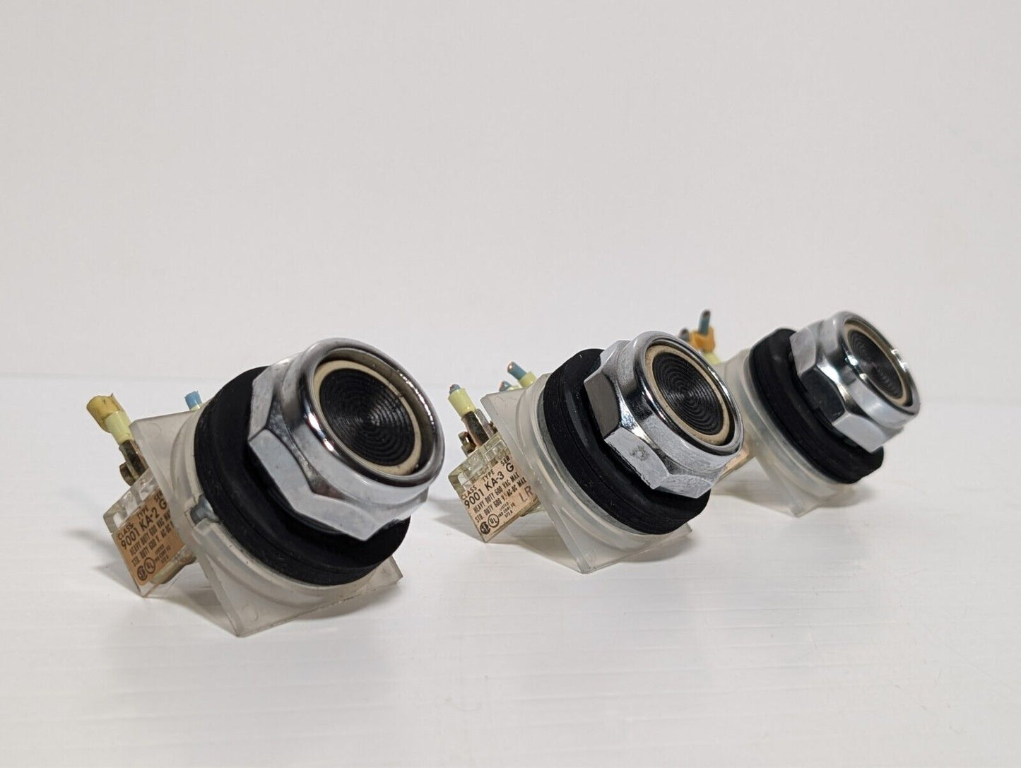(3) Square D 9001 KA-3 Ser G Push Button Switch 600VAC, Used, USA