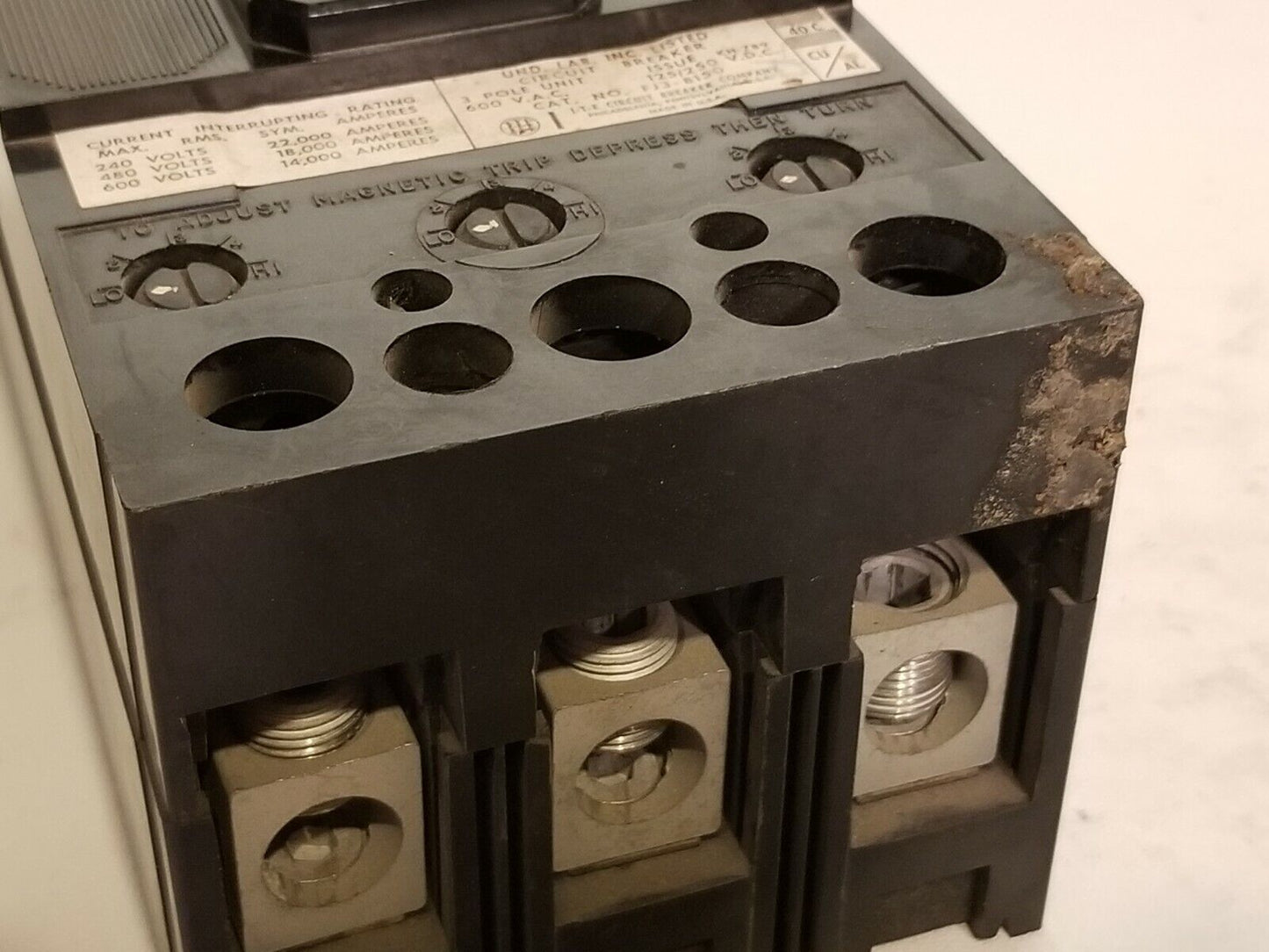 ITE FJ3-B150 Circuit Breaker 3 Pole 600VAC 125/250 VDC 150A