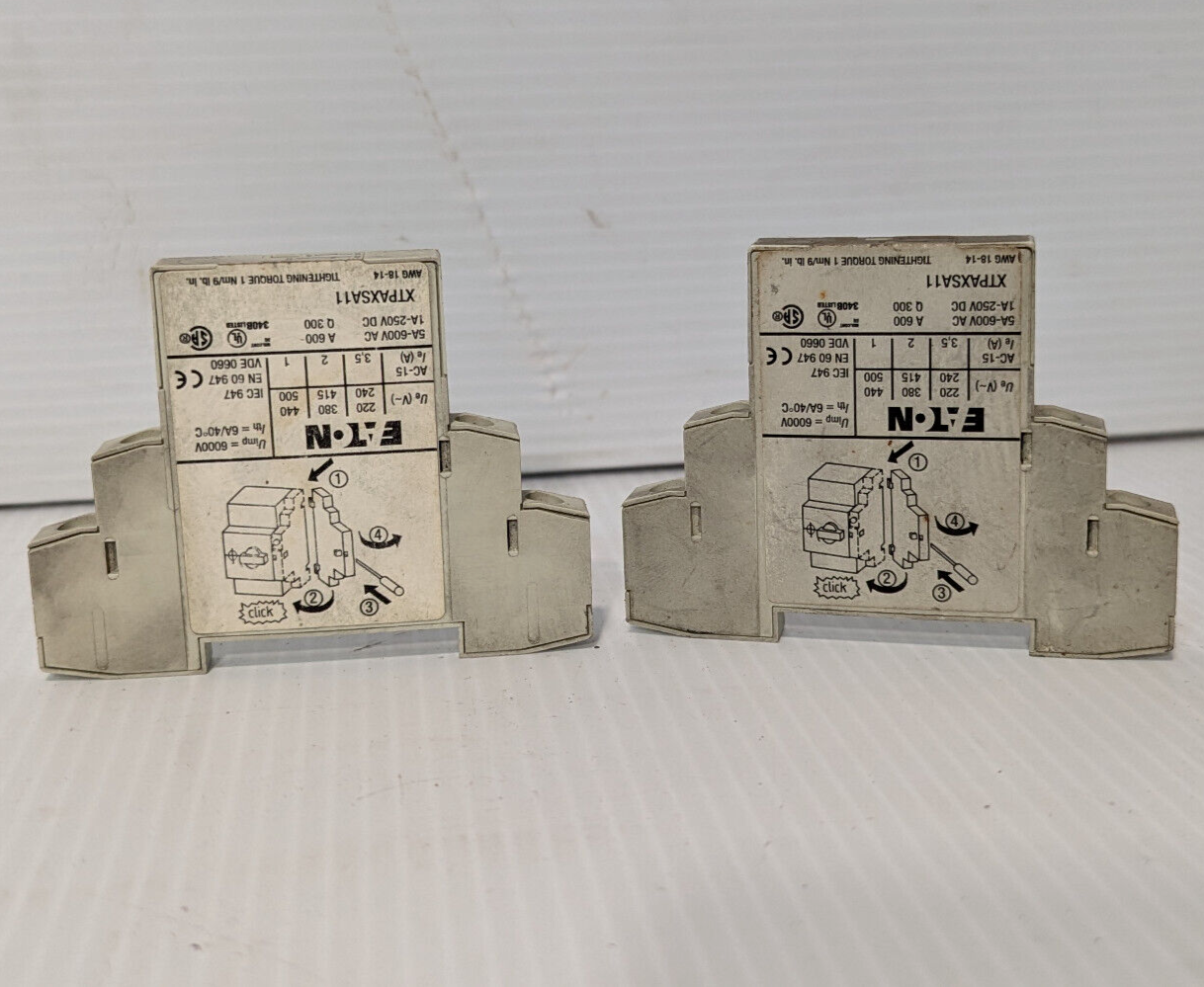 Lot of 2: Eaton XTPAXSA11 Motor Control Auxilary Contact -Free Shipping