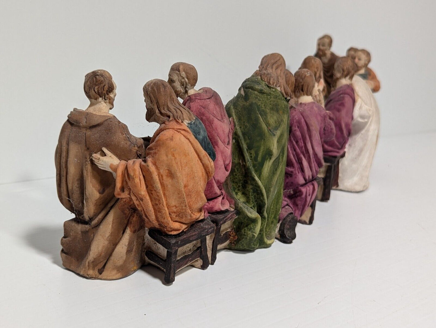 The Last Supper Jesus & Disciples Sculpture Christian Decor 14.5" L, 5" H, 4" W