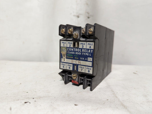 Square D 8501-L020 control relay, type L, 110/120VAC coil