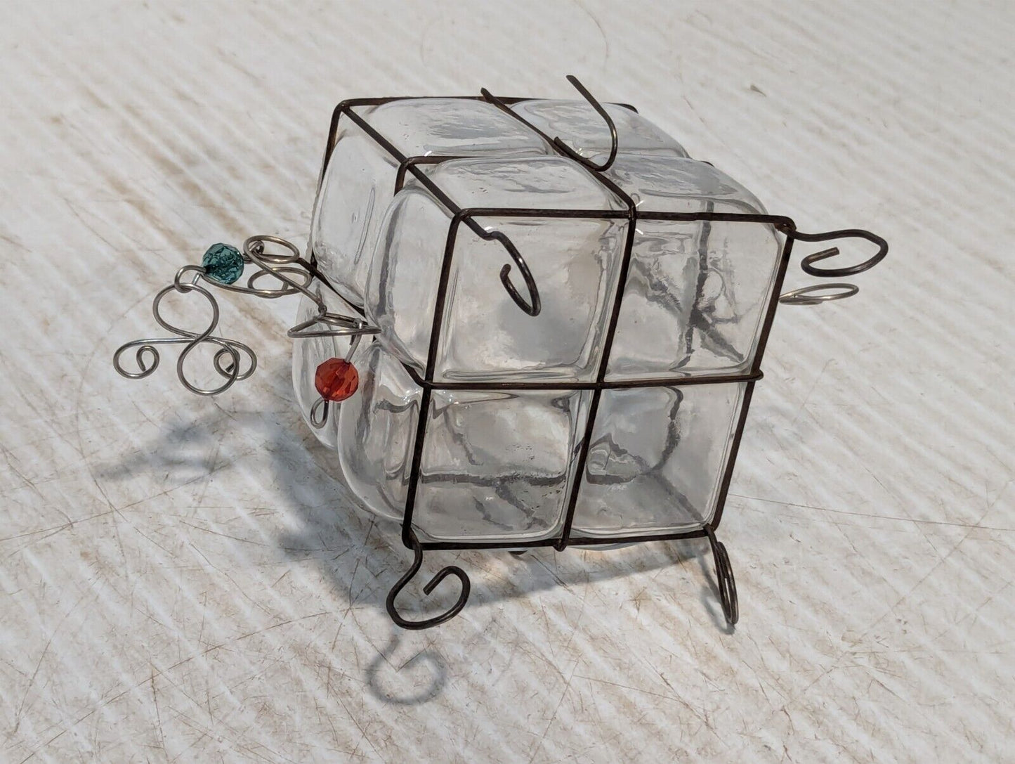 Antique Decorative Glass Holder, Metal Lined, Artistic Playful - Free Shipping