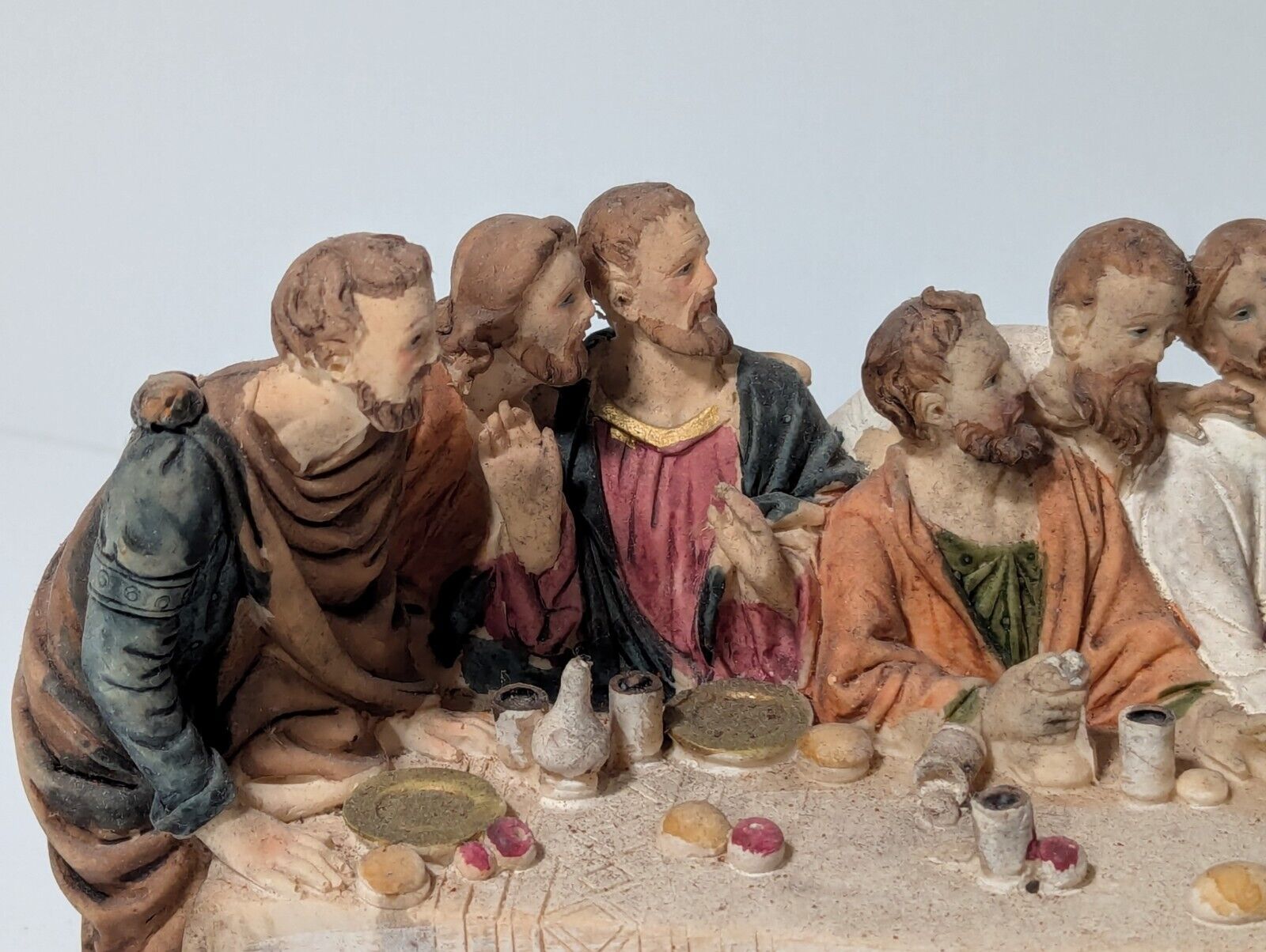 The Last Supper Jesus & Disciples Sculpture Christian Decor 14.5" L, 5" H, 4" W
