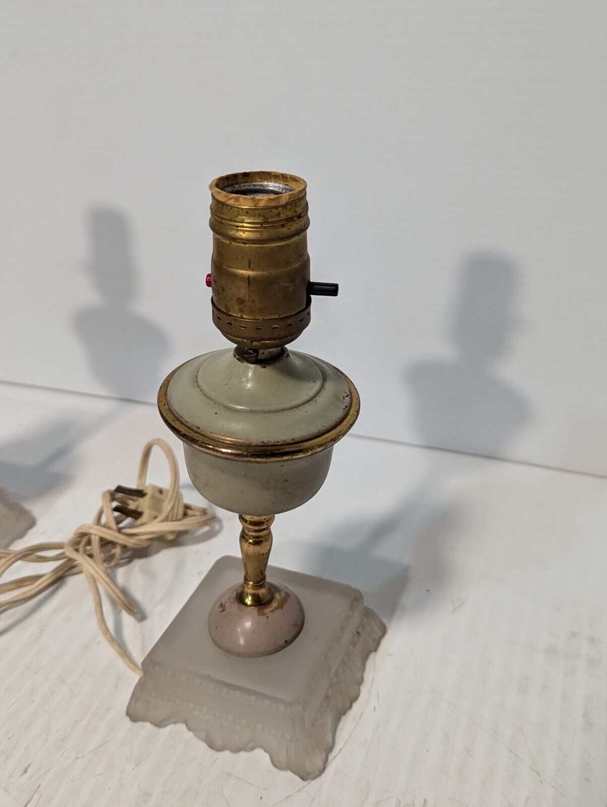 Vintage Brass Table Lamp Pair, Chaliced Shaped, Clearish Base, Ornate -Free Ship