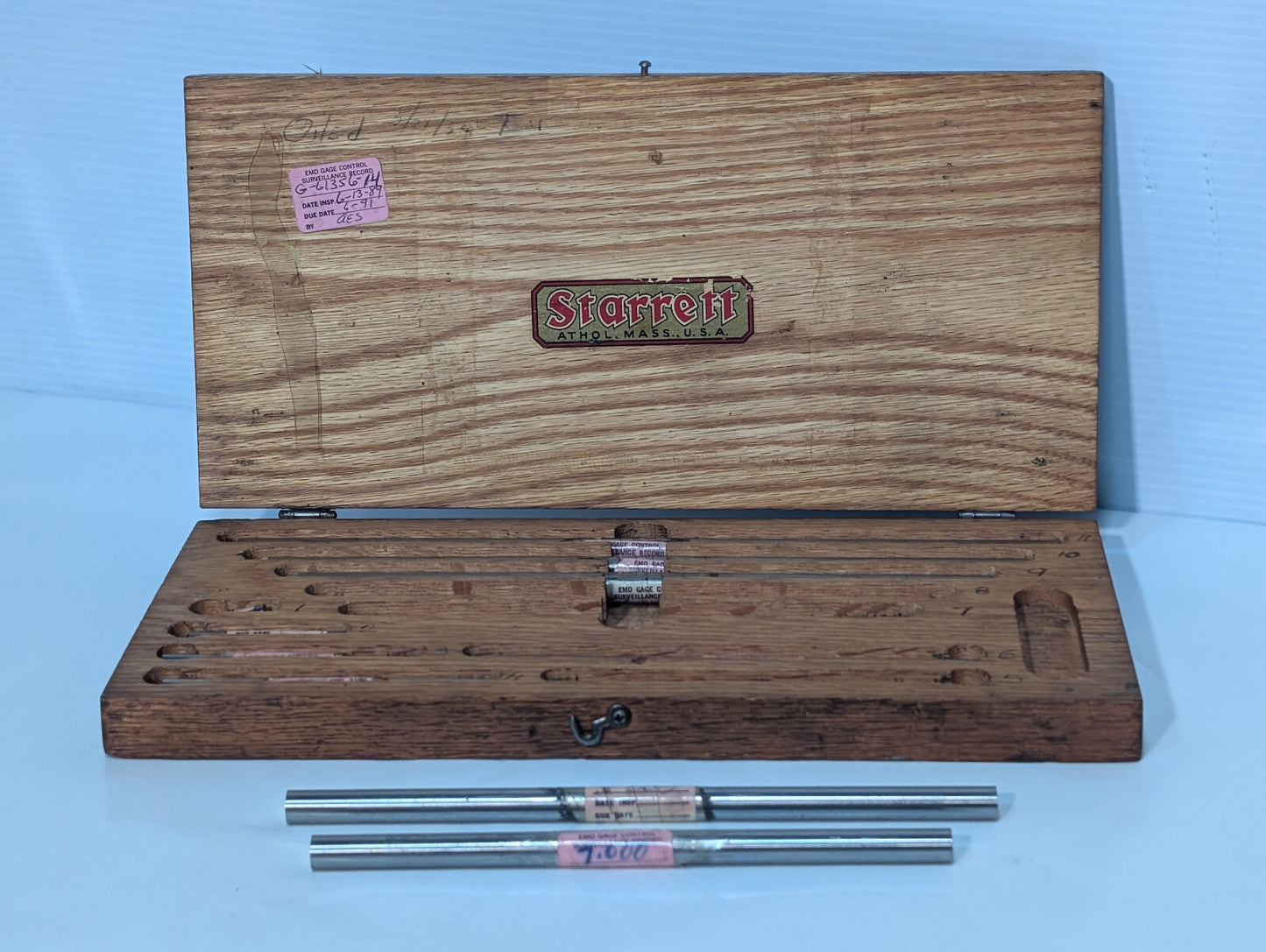 Vintage Starrett Machinist Gauge Blocks Measuring Tools Gage Set Wood Case, USA