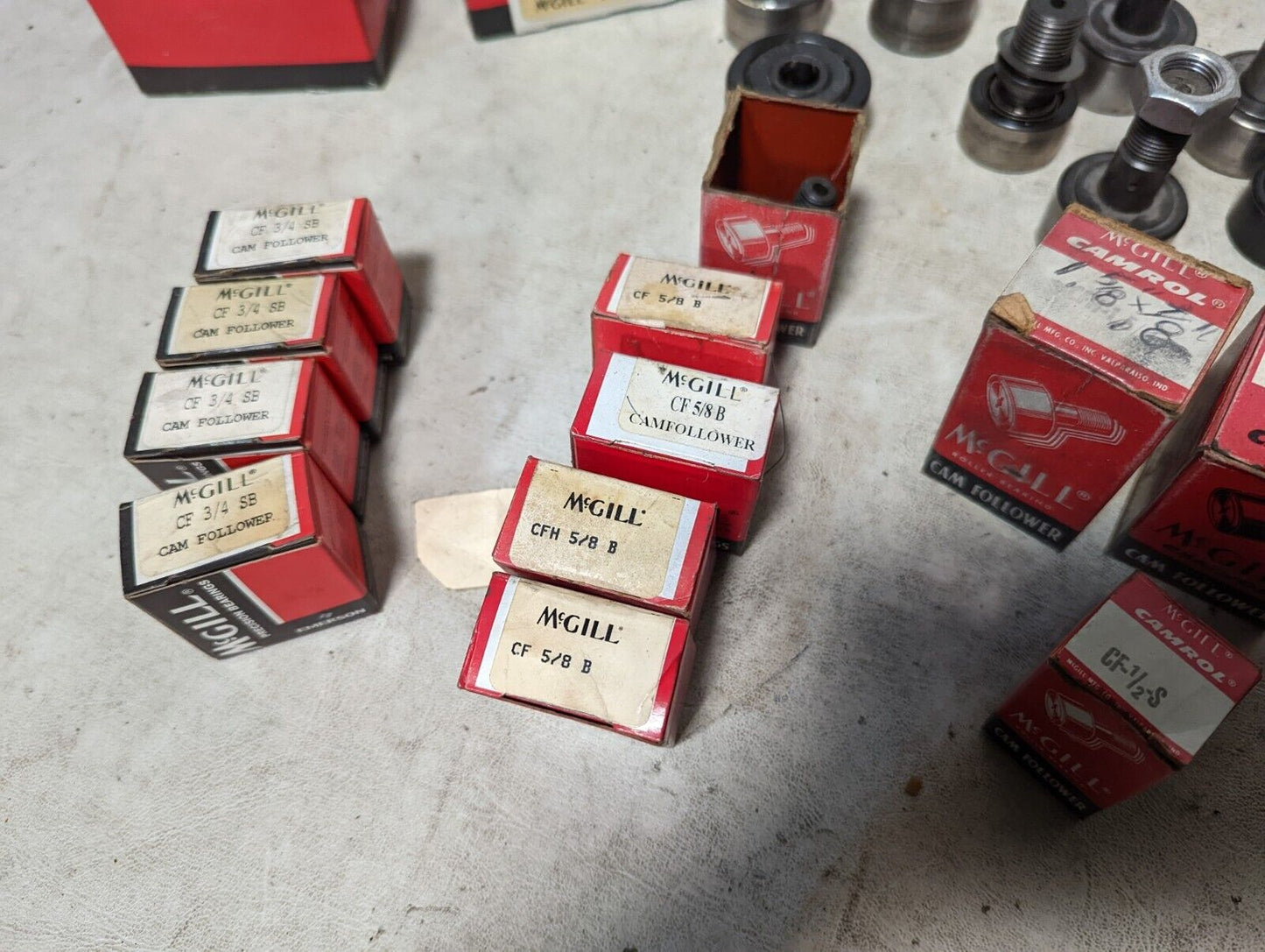Lot of McGill cam followers: CFH 3/4SB, CF 3/4SB, CF 5/8B, CF 1/2 SB, CF 5/8, ++