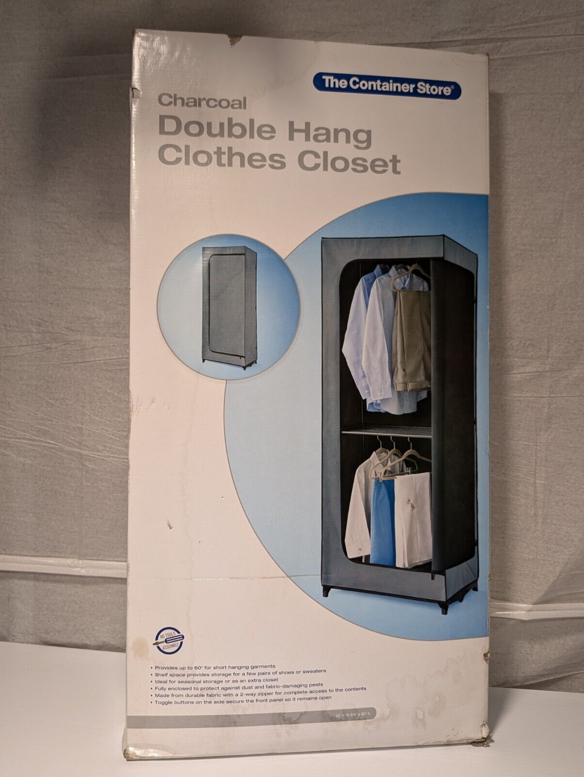 The Container Store 8739-4526 Charcoal Double Hang Clothes Closet in orig. box