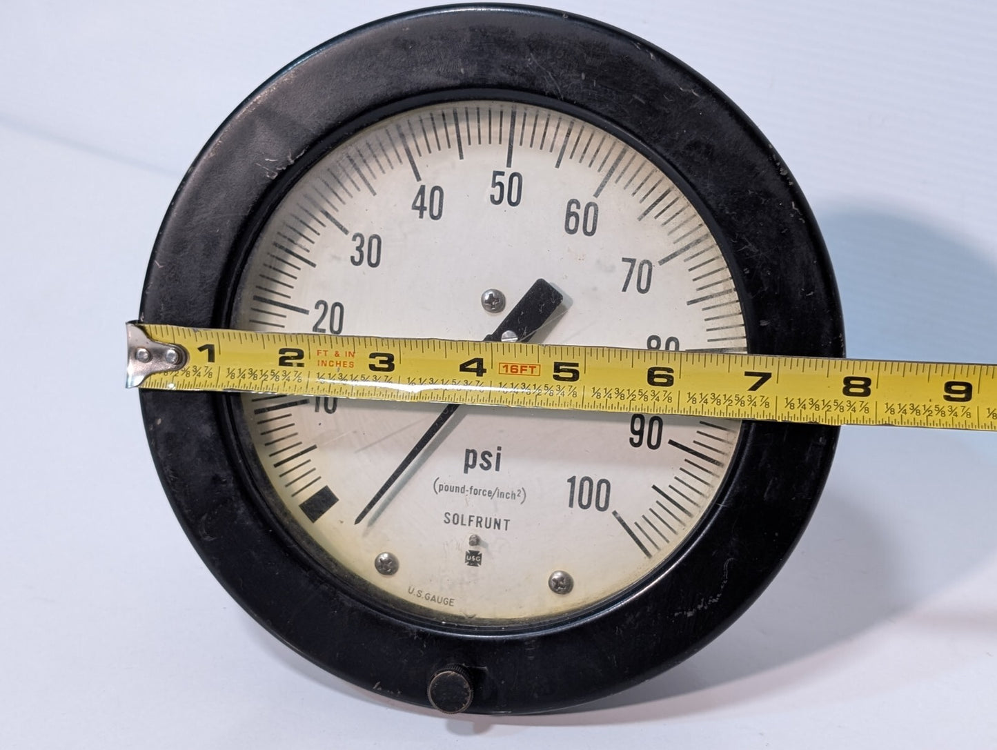US Gauge (Ametek) Pressure Gauge, 0-100psi, 5.75" Dial Face, 1/4"npt Connector