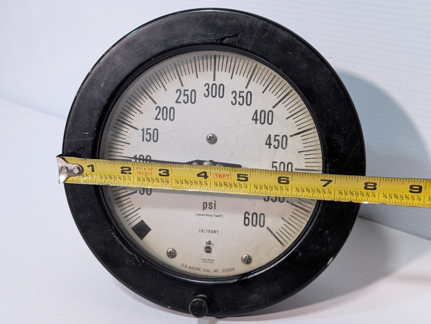US Gauge (Ametek) 33509 Pressure Gauge, 0-600psi, 5.75" Dial Face, 1/4"npt