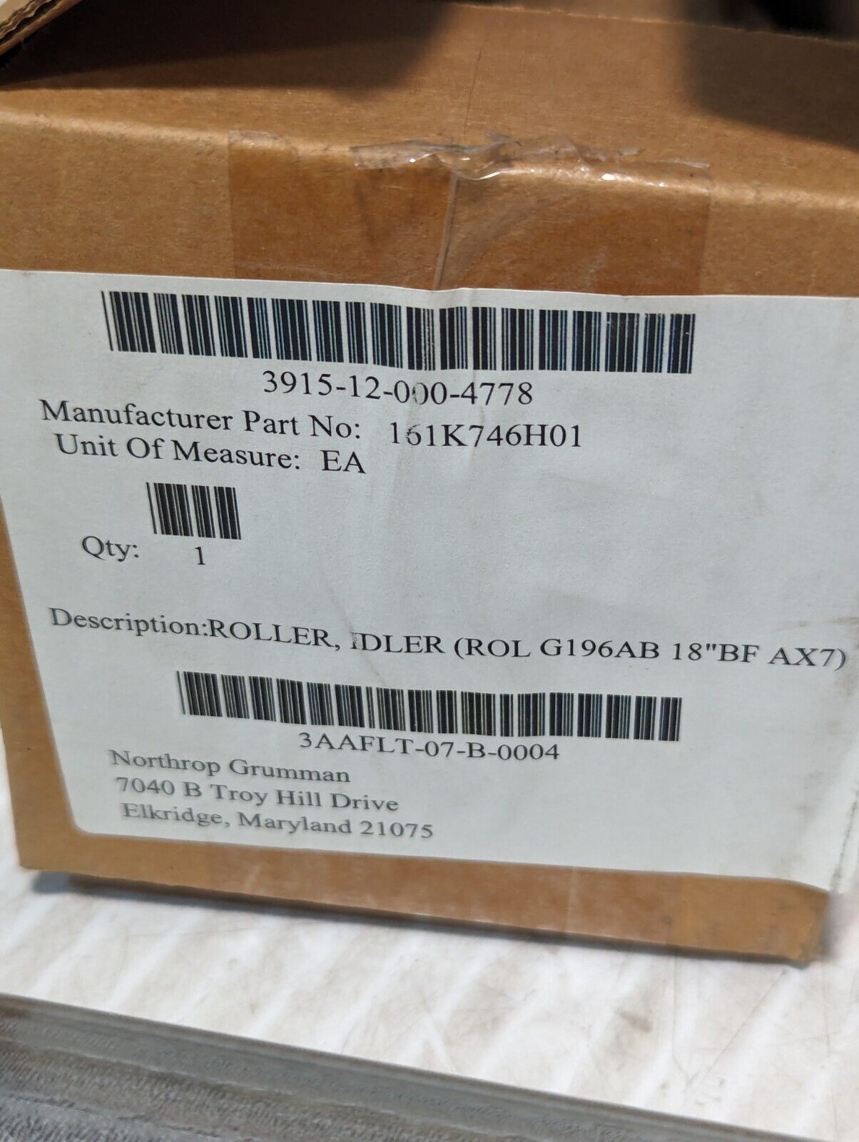 Roller Idler 3915-12-000-4778 161K746H01, ROL G196AB 18"BF AX7 - Free Shipping