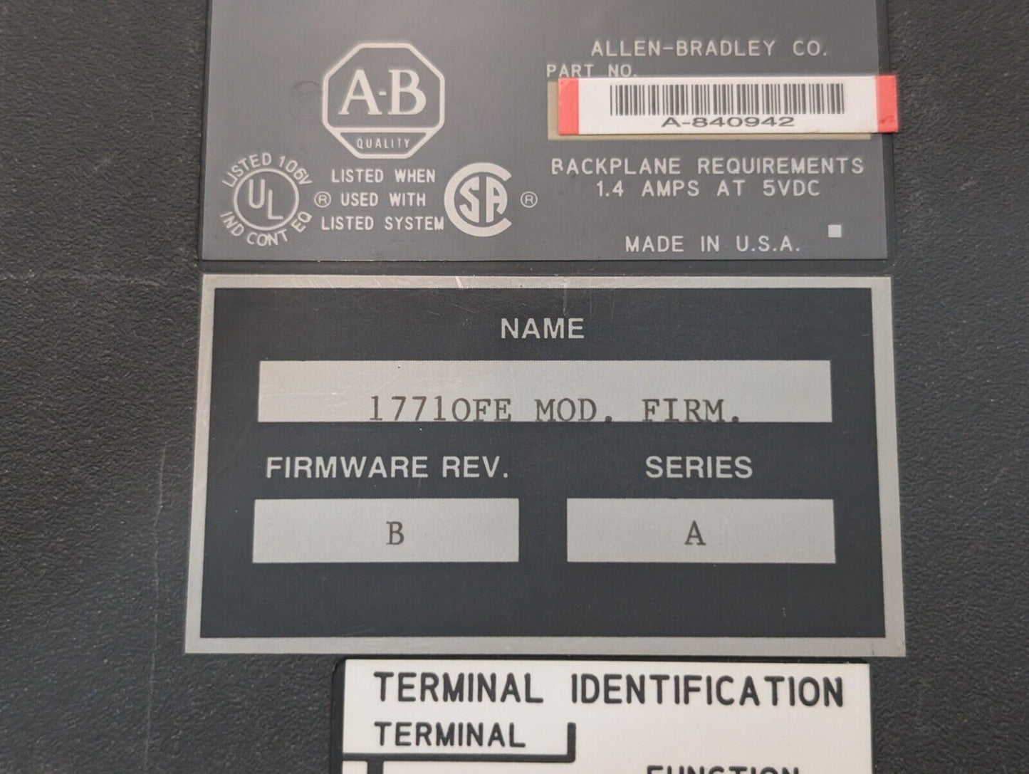 Allen Bradley 1771-OFE1/A Analog Output Module, 4 Channel, Series A - Free Ship