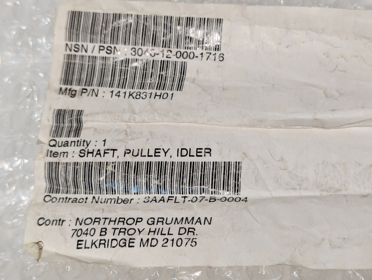 141K831H01 Idler Pulley Shaft - Free Shipping