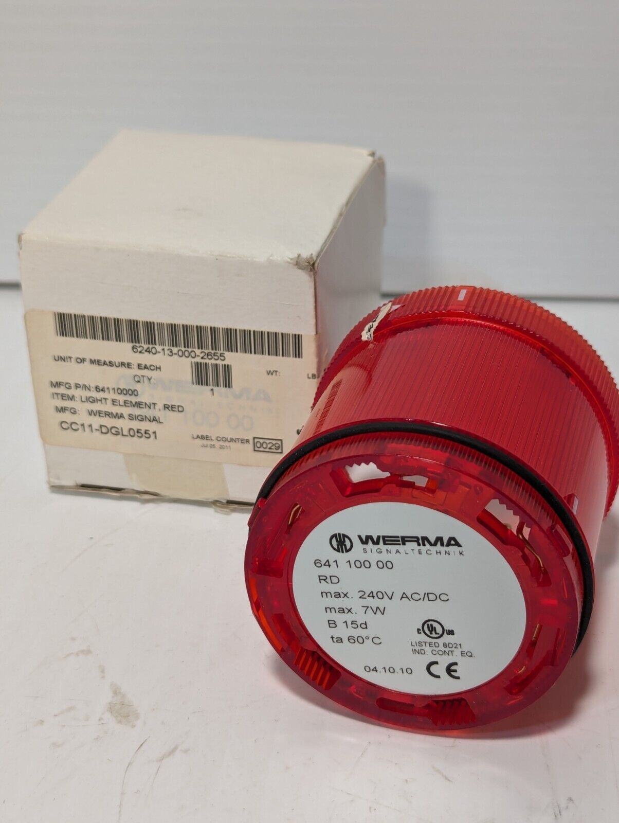 Werma 641 100 00 Incandescent Red Signal Tower Light - Free Shipping