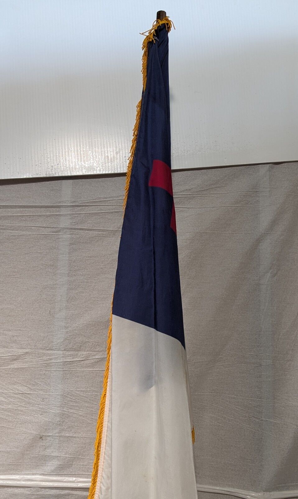 3' x 5' Indoor Christian Flag With Gold Fringe and Wooden Flag Pole 96" H
