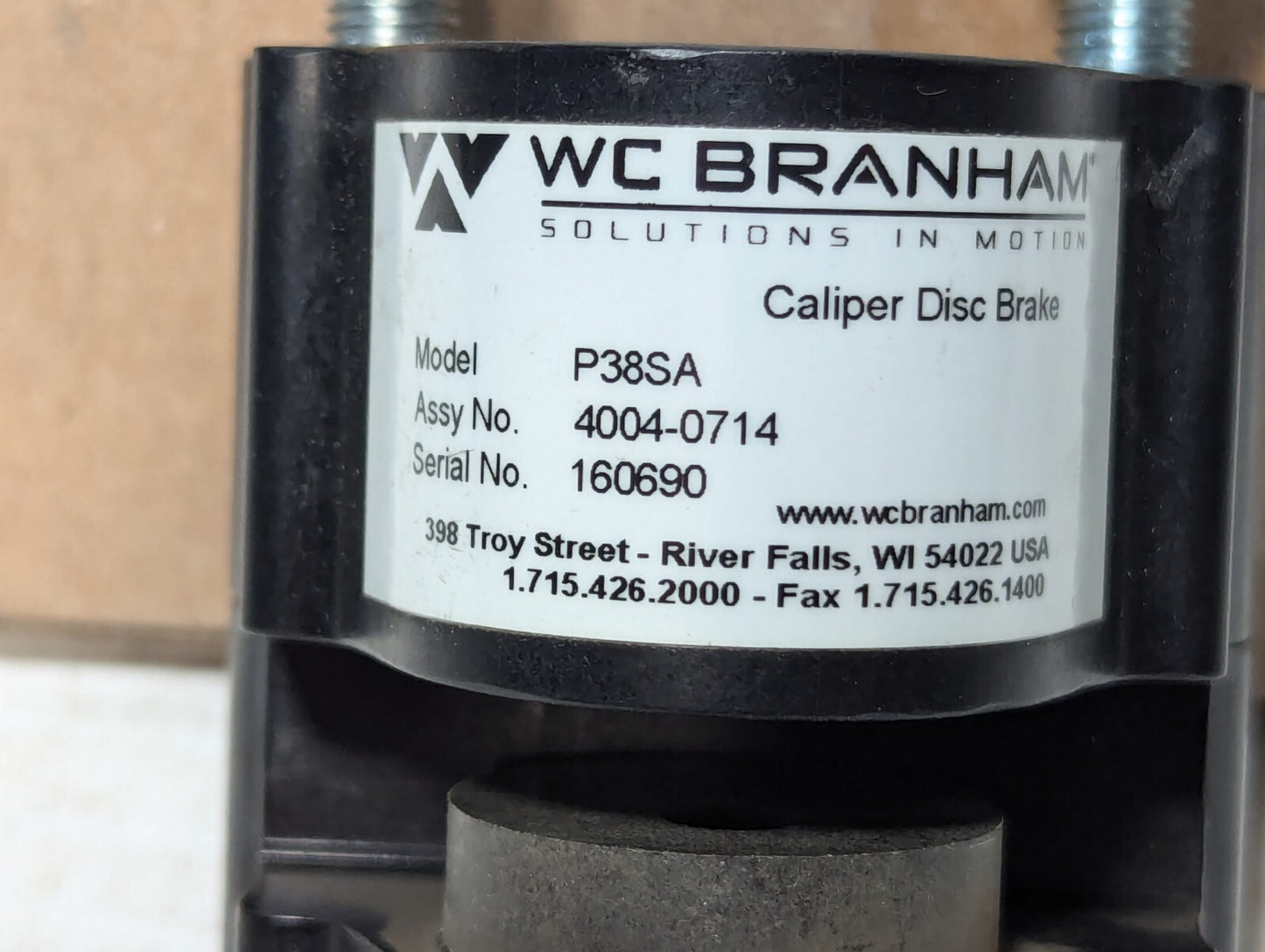 W.C. Branham P38SA Pneumatic, Single Acting, Disc, Brake Calipers, 163K541H01