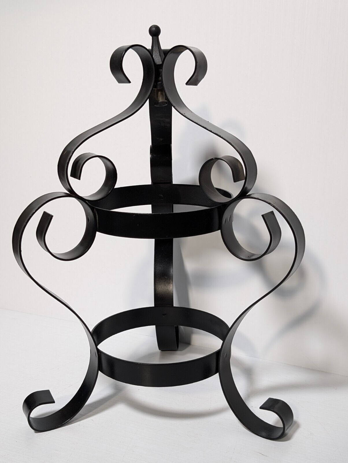 Vintage and Ornate Free-standing Wrought Iron Display Stand, 17" Tall x 11" Wide