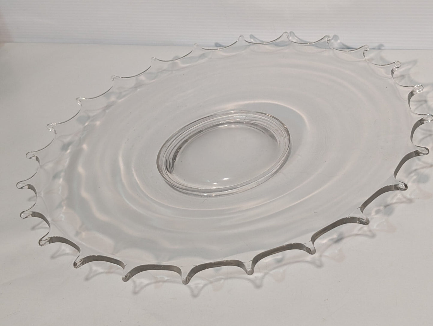 Vintage Glass Serving Platter \ Dish, 24 Point, 16.5" Wide, Clear