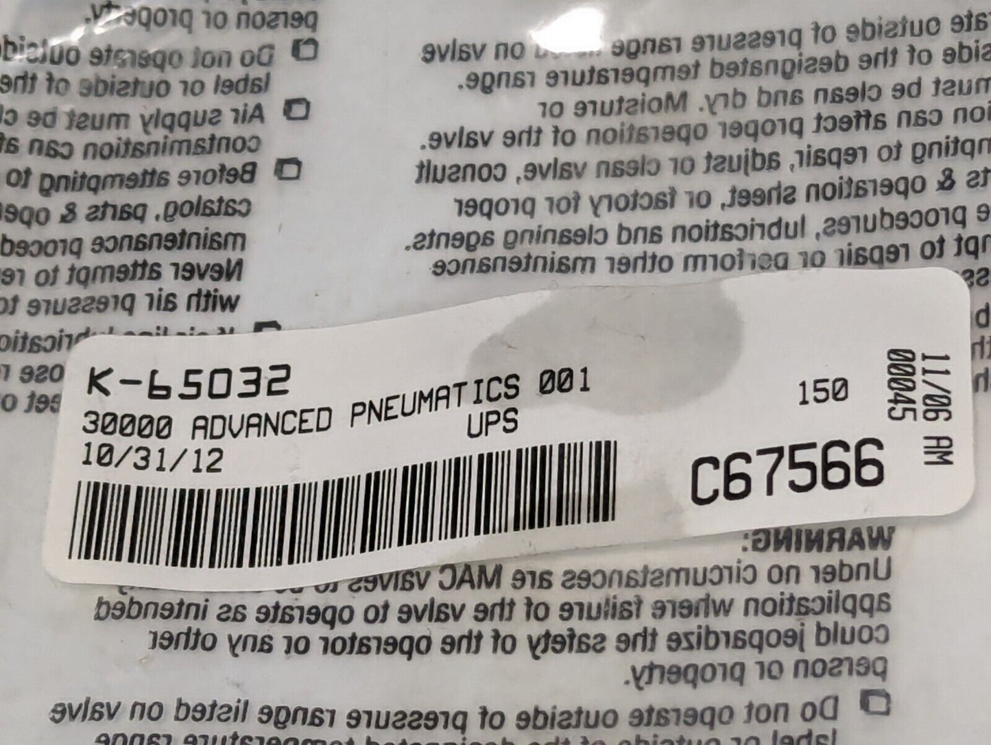 Advanced Pneumatics K-65032 Vacuum Valve Repair - Free Shipping
