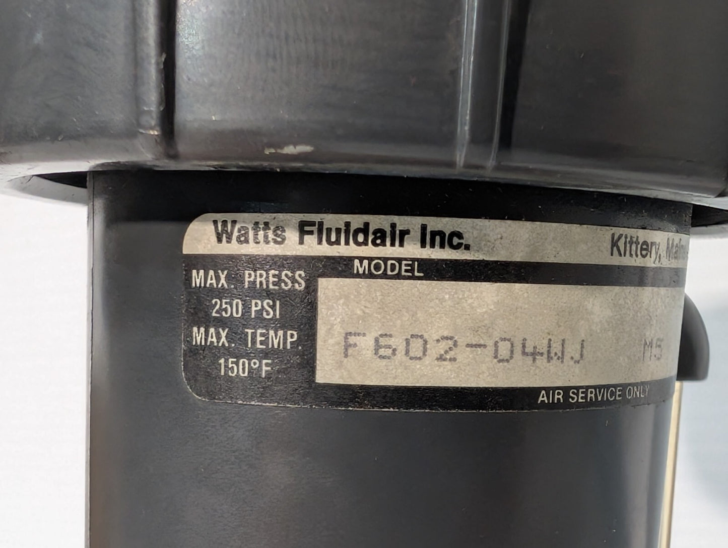 Watts Fluidair F602-034WJ M5 Pneumatic Filter, 250psi, 150º F Max Temp, 1/2"
