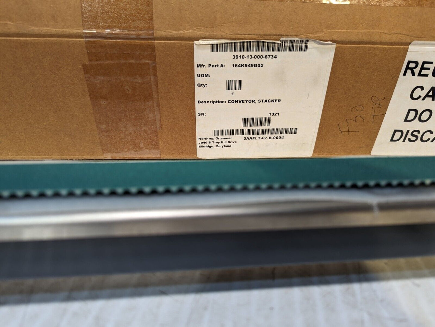 Northrop Grumman 97942 164K948G01 164949G02 conveyor stacker