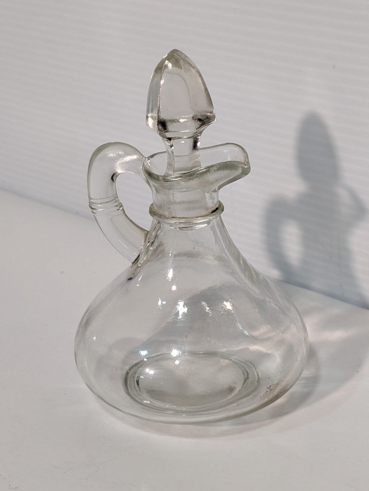Vintage Clear Glass Cruet Bottle with Stopper Oil Vinegar Dressing Serving Ware