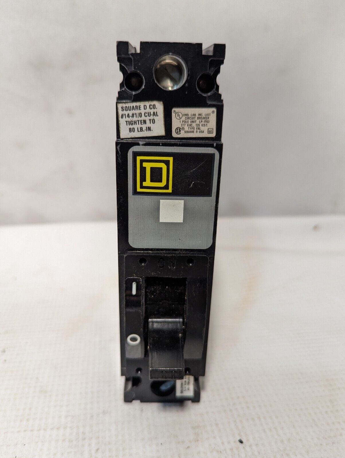 Square D FAL14100 circuit breaker, 100A, 277VAC/125VDC, 1-Pole
