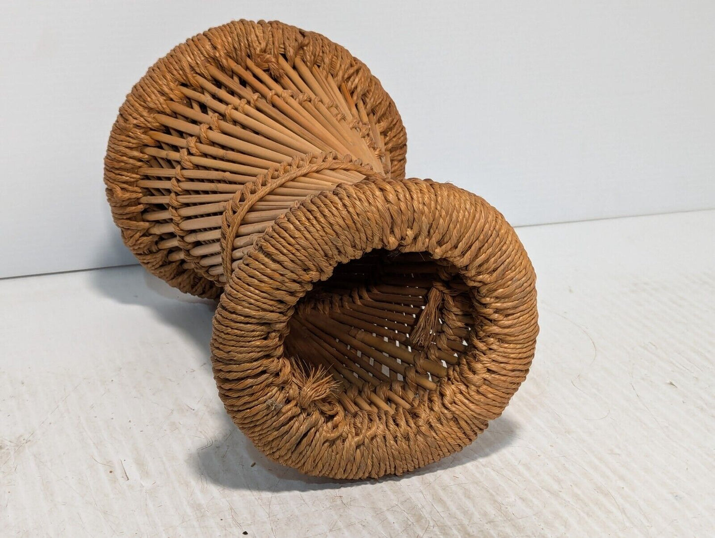 Wicker Hand Woven Vase Style Basket, Light Brown, 13(H) X 8(W)IN - Free Shipping