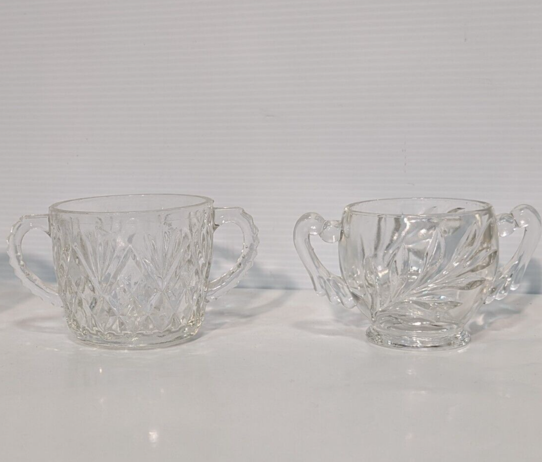 Vintage Indiana Willow Glass Sugar + Anchor Hocking Pineapple Fan Cream Bowls