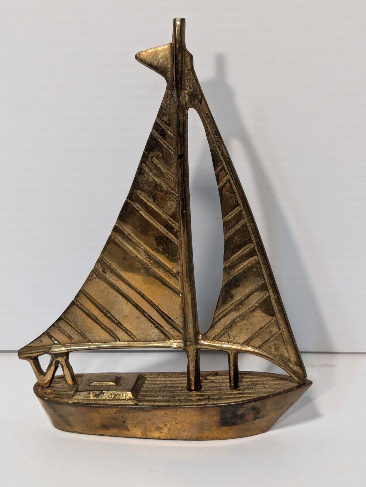 Vintage Beautifully Etched Brass Sailboat as pictured - Free Ship