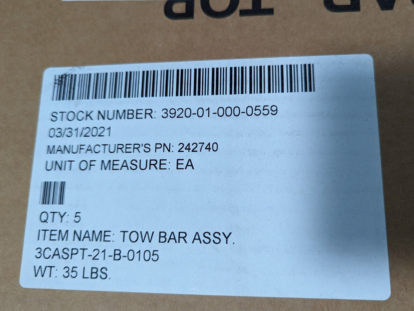 (Lot of 5) 3920-01-000-0559 242740 Tow Bar Assembly - Free Shipping
