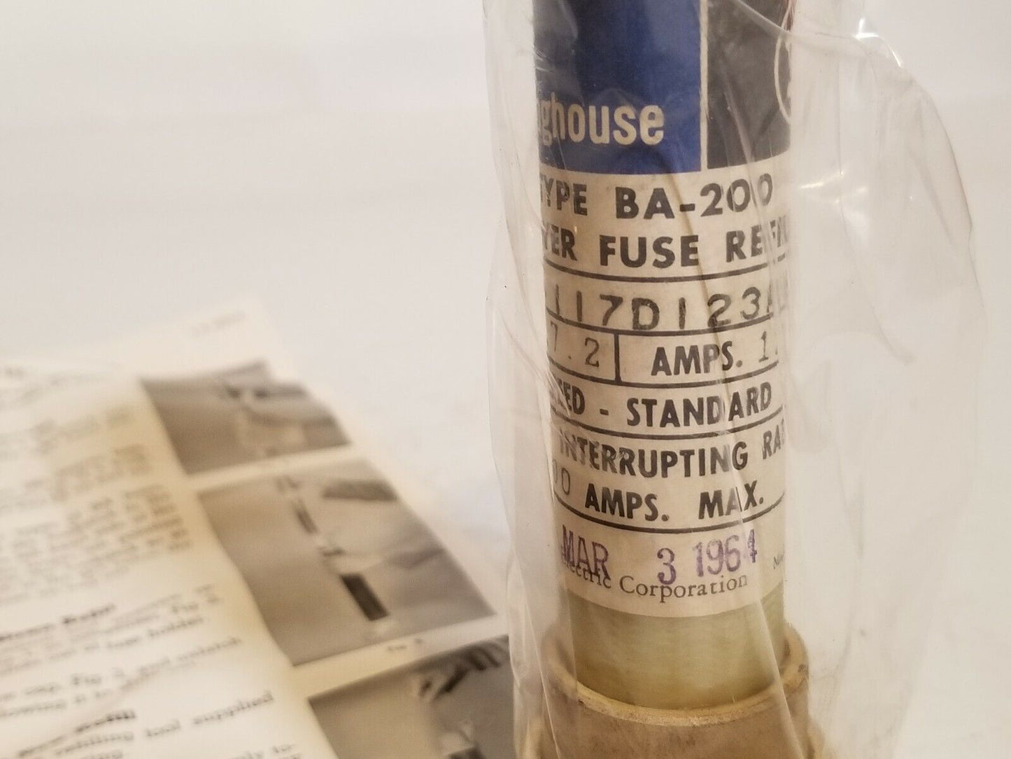 Westinghouse BA-200 117D123A14 125E Boric Acid Power Fuse Refill, New OldStock