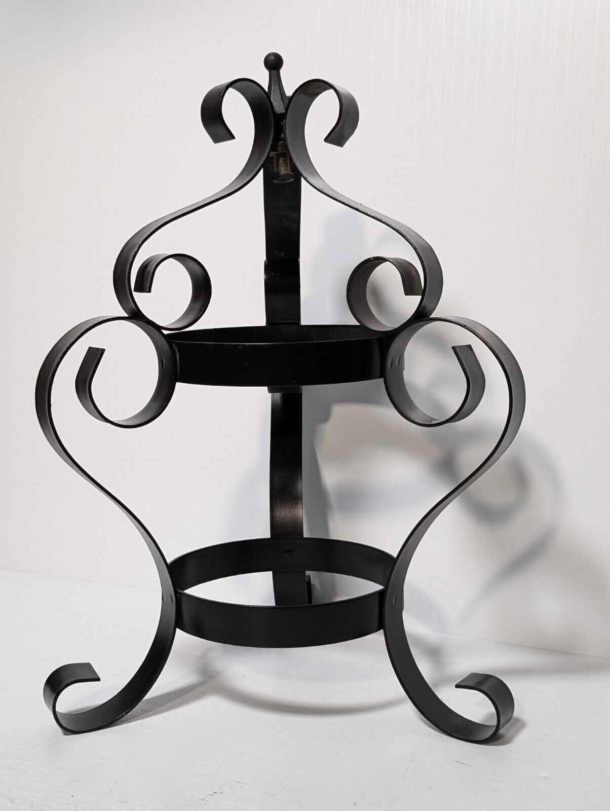 Vintage and Ornate Free-standing Wrought Iron Display Stand, 17" Tall x 11" Wide