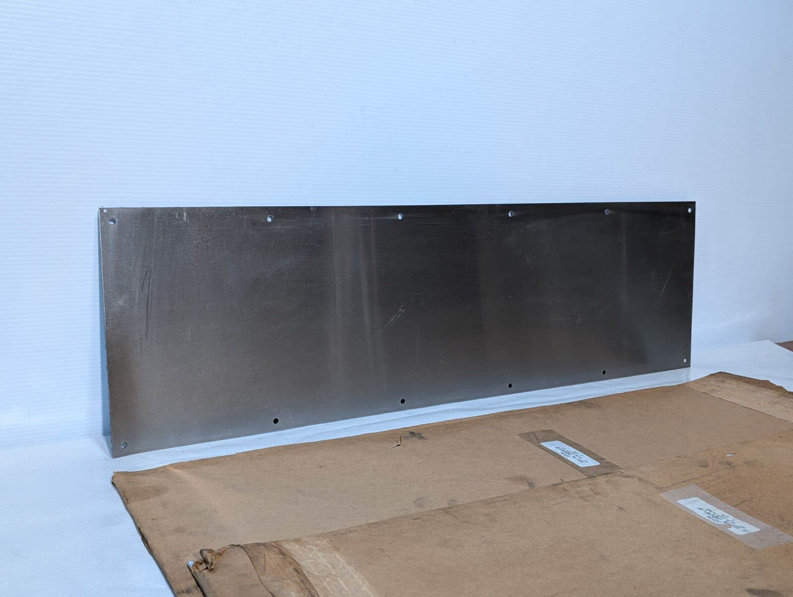 Stainless Steel Door Kick Plate, 10" x 34", 12 Hole