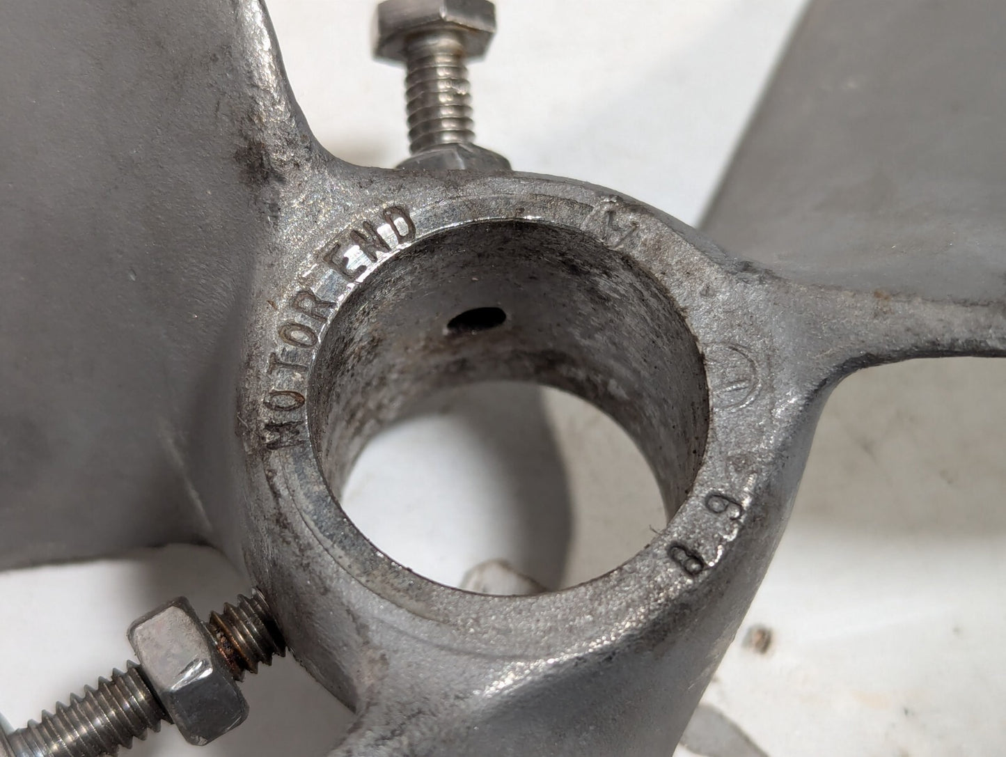 8.5" Mixing Propeller, 3 Blades, Steel, Two Set Bolts with Hex Heads