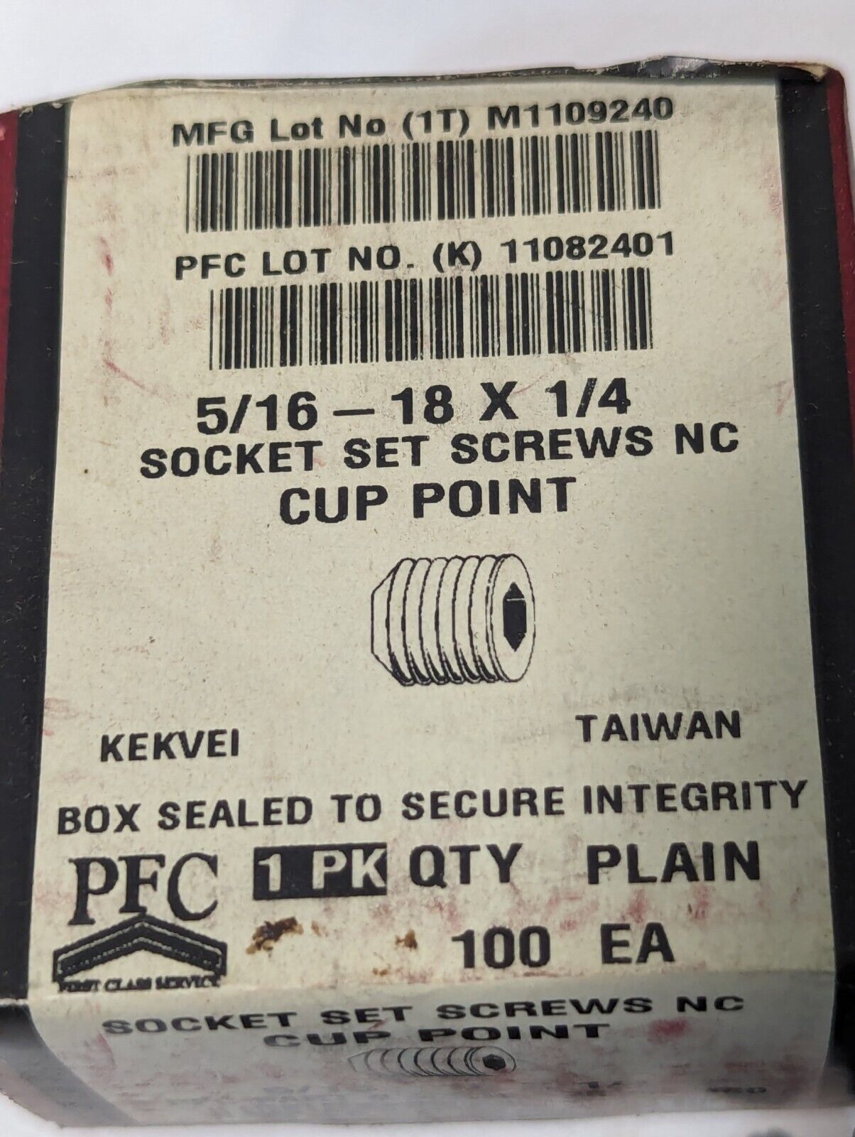 Lot of 8 boxes of PFC Socket Set Screws NC Cup Point 5/16-18 x 1/4 - Free Shippi