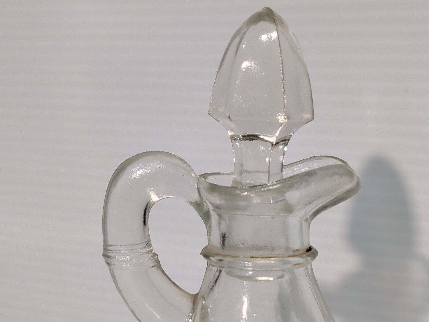 Vintage Clear Glass Cruet Bottle with Stopper Oil Vinegar Dressing Serving Ware