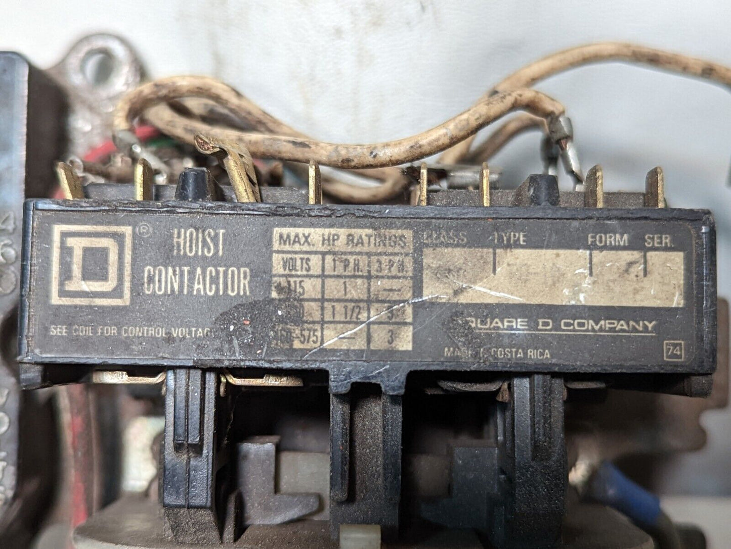 Square D unidentified hoist contactor, unknown working condition