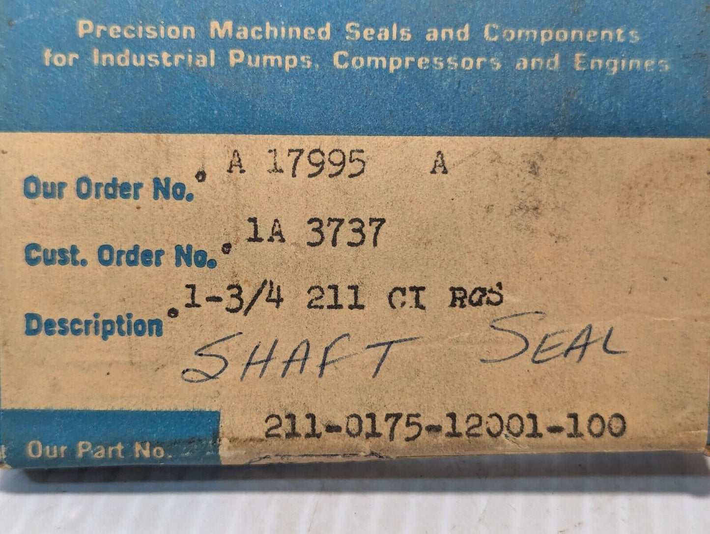 Garlock Inc. 211-0175-120001-100 Shaft Seal, 1-3/4" - Free Shipping