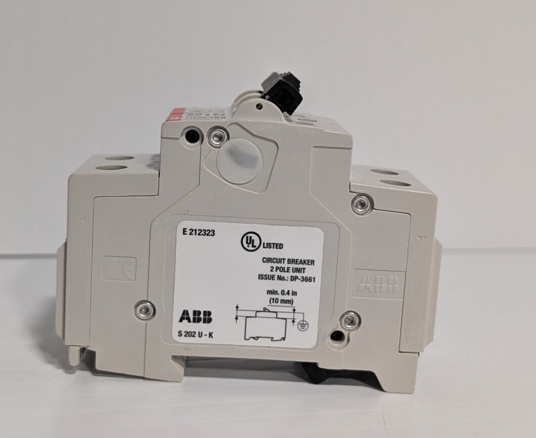 ABB S202U-K15 Circuit Breaker, 2-Pole, 240 VAC, 15 A, E212323, 50/60 Hz