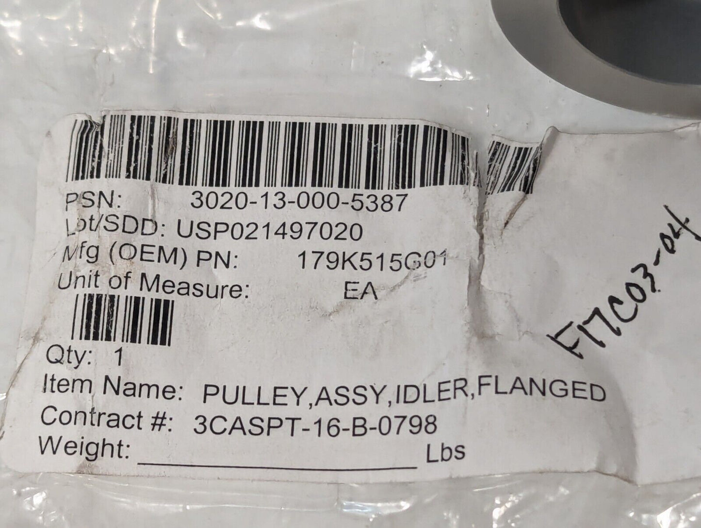 179K515G01 Flanged Idler Pulley Assembly, 3020-13-000-5387 -Free Shipping