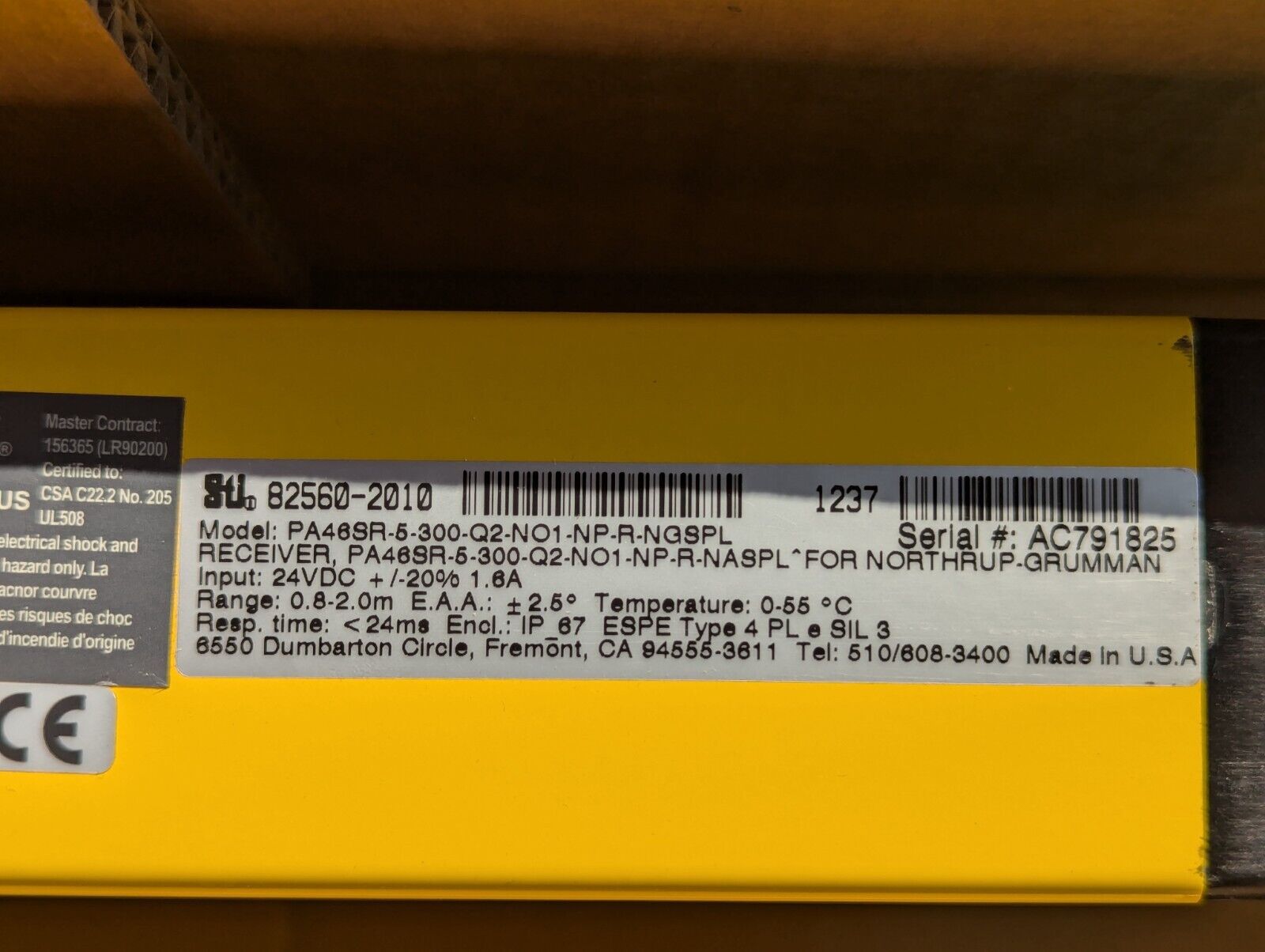 STI 82560-0010 light curtain set, transmitter/receiver pair - Free Shipping