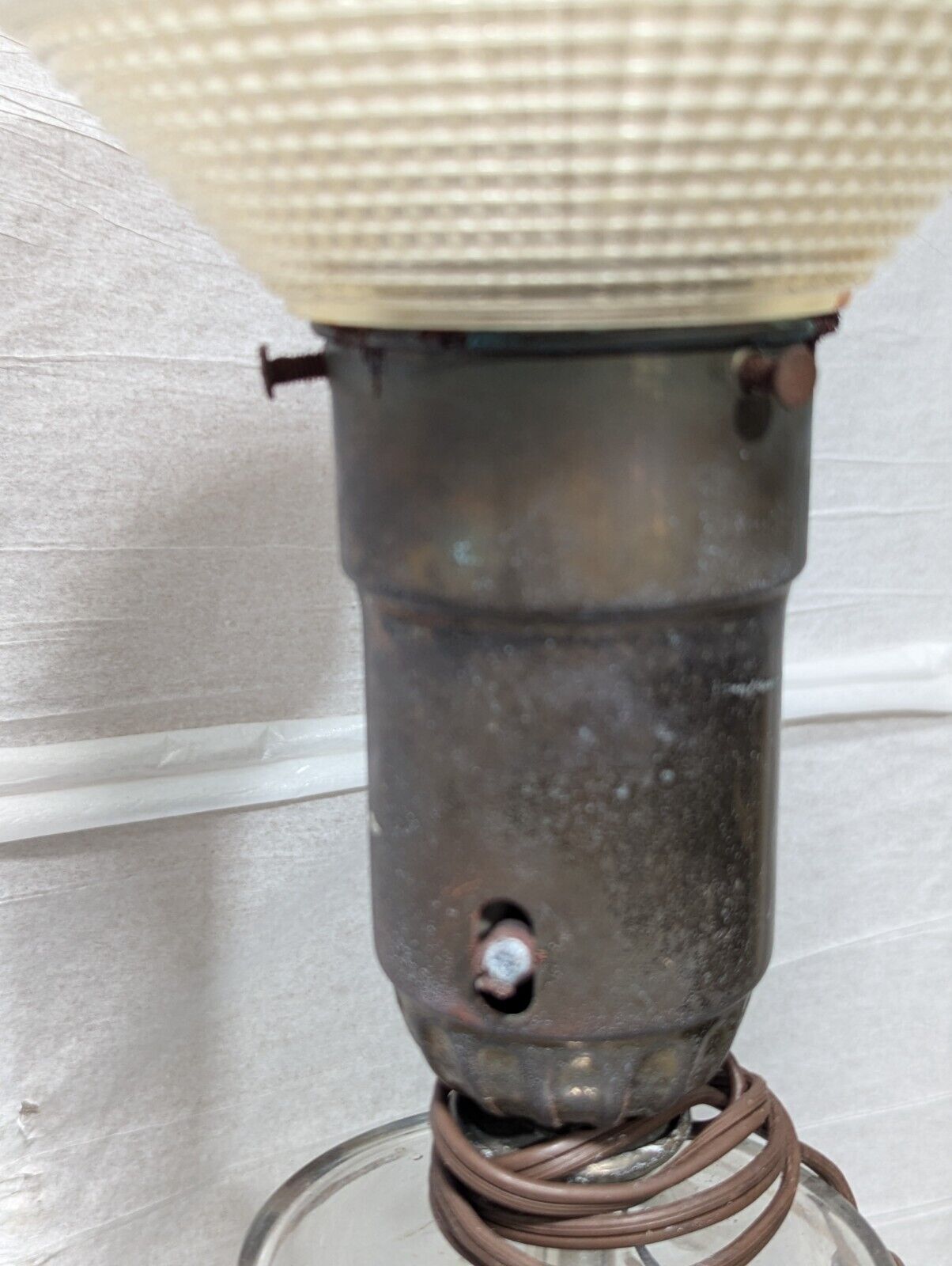 Vintage Mid-Century Milk Glass Floor Lamp 58" Tall