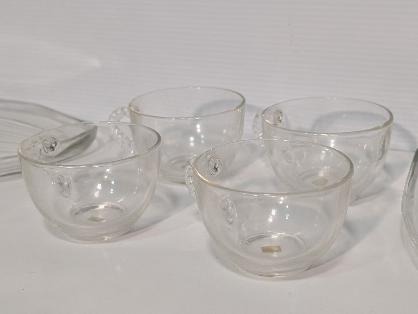 Vintage Federal Glass Homestead 8-Piece (4 Plates + 4 Cups) Glass Snack Set