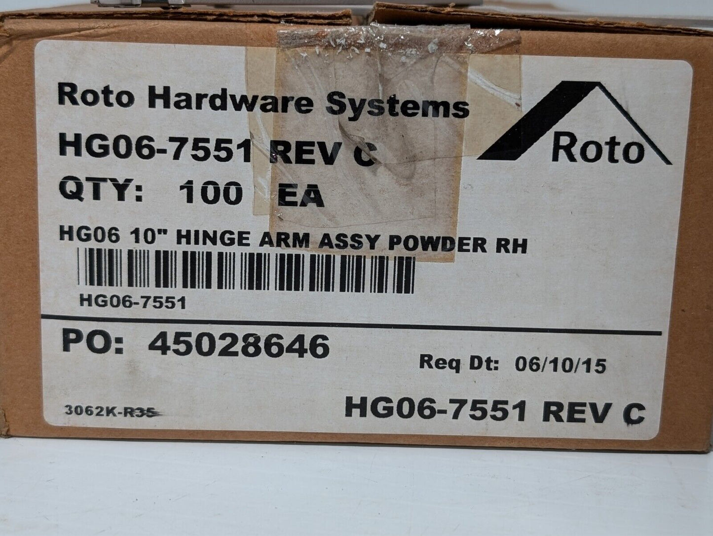 (100) Roto HG06-7551 Standard 2 Bar Window Hinge Arm Assembly Powder Coated RH