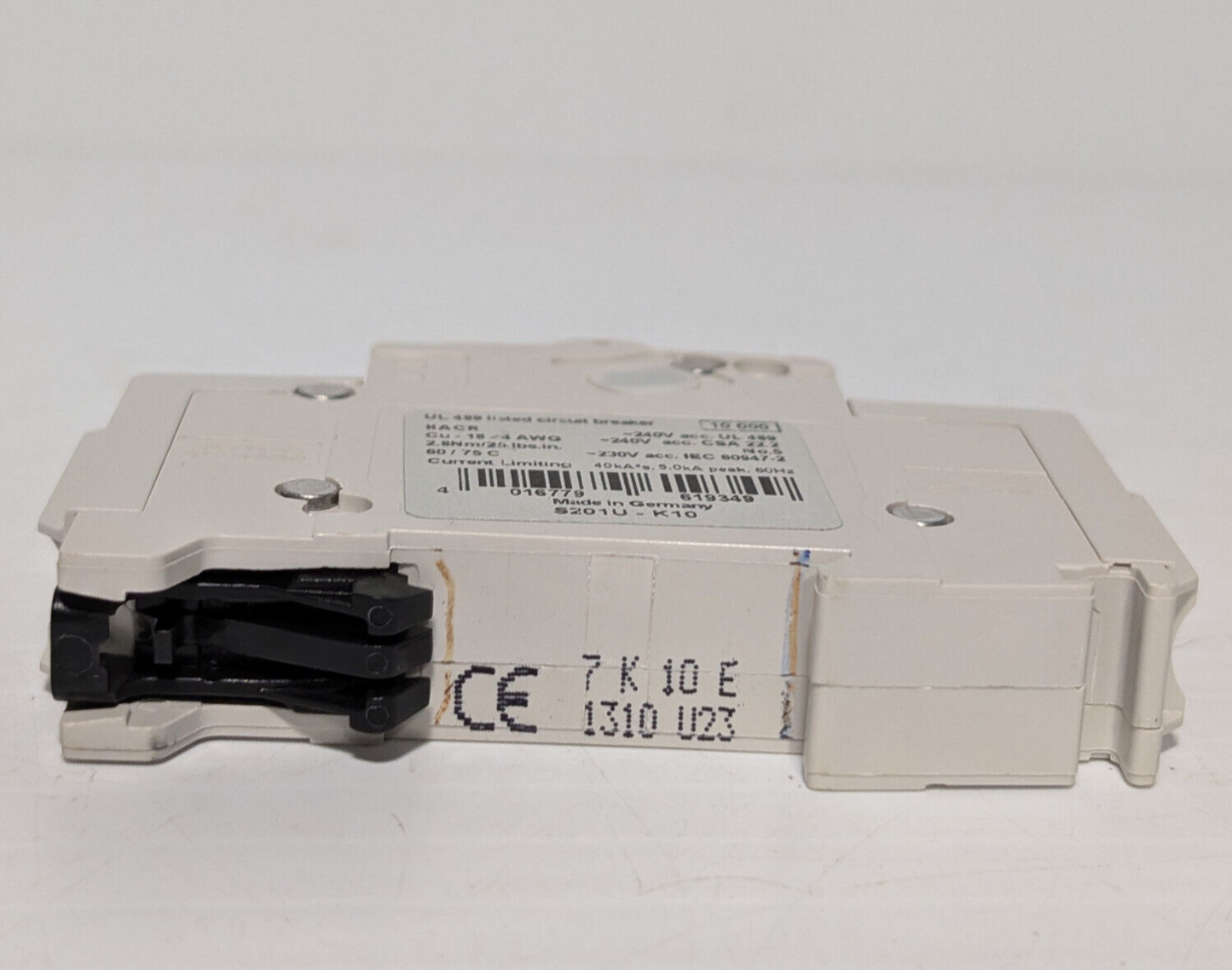 ABB S20-1U-K10, 1 Pole Circuit Breaker, 10 A, 162K853HG1, E212323, UL489 Listed
